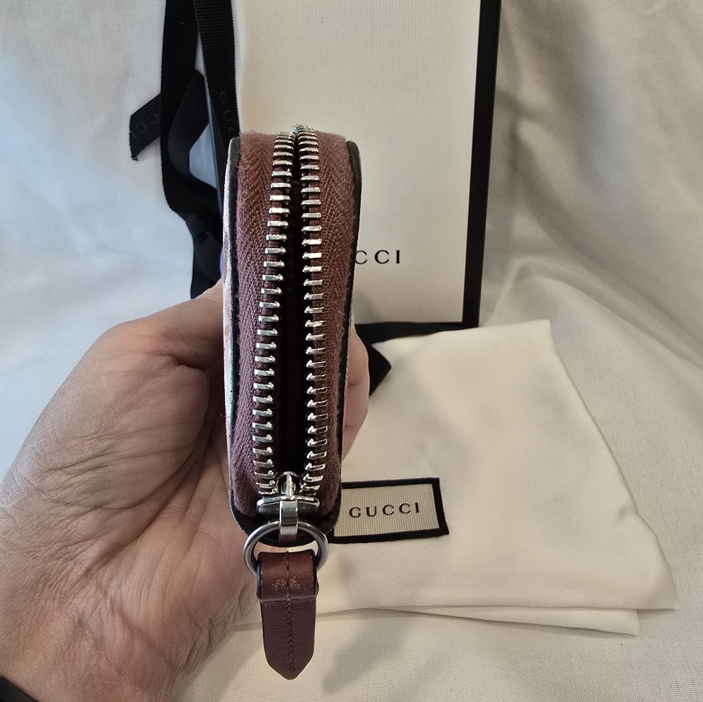 Gucci Supreme Blooms Pink and Brown Wallet/ Card Case - Picture 6 of 8